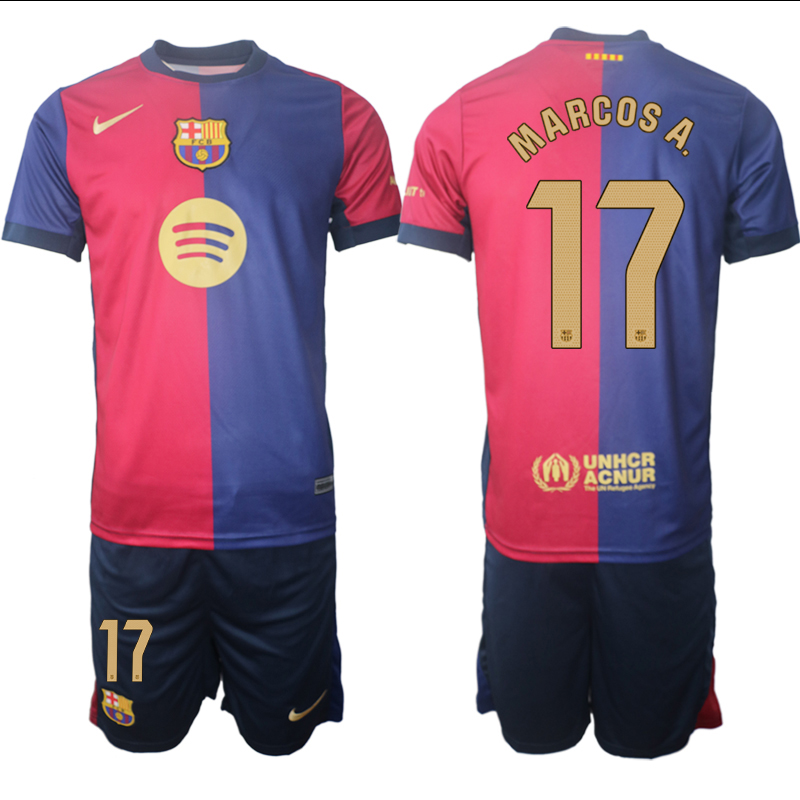 Men 2024-2025 Club Barcelona home Red blue 17 Soccer Jersey